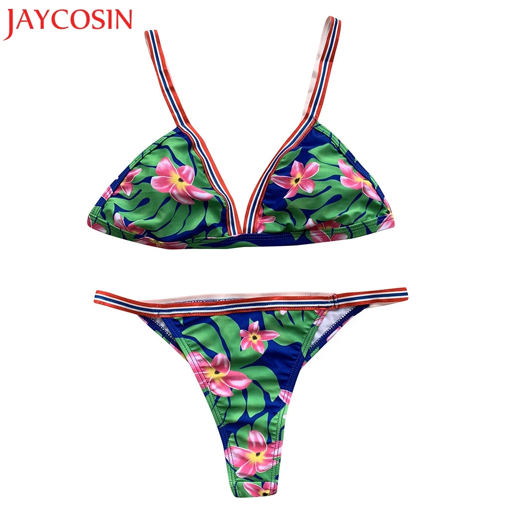JAYCOSIN Модный женский сексуальный купальник с цветочным принтом бикини пляжная