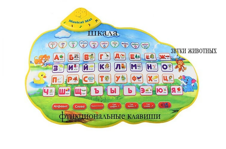 73x49 см Детский обучающий коврик русский язык забавная музыкальная клавиатура с