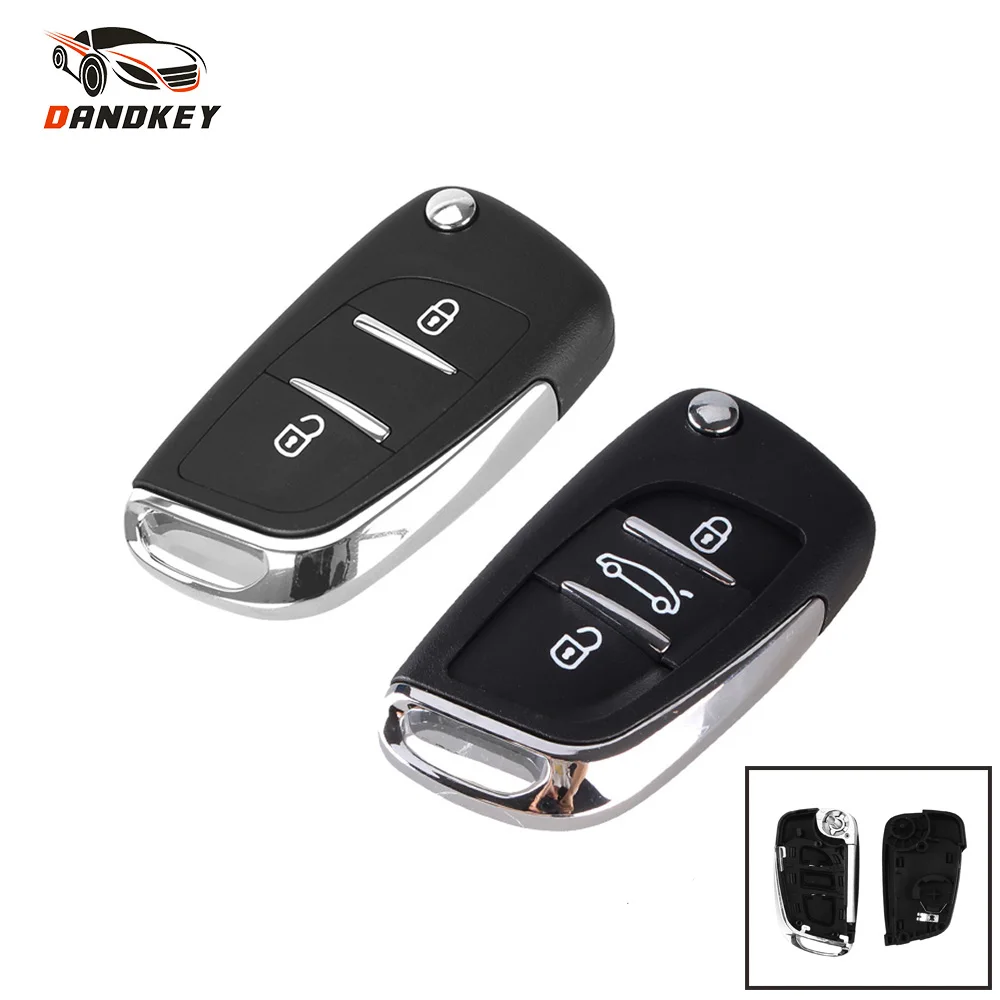 DANDKEY 2/3 кнопки Флип Складные удаленной машине Корпус ключа для Peugeot 107 207 307 306 407 408 607 CE0536 с HU83/VA2 лезвие