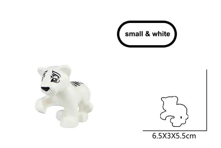 little white tiger Duplo животные дикие животные серии строительные блоки аксессуары Лев Леопард Тигр Медведь обезьяна Олень жираф Пингвин Зебра режим игрушки - Цвет: little white tiger