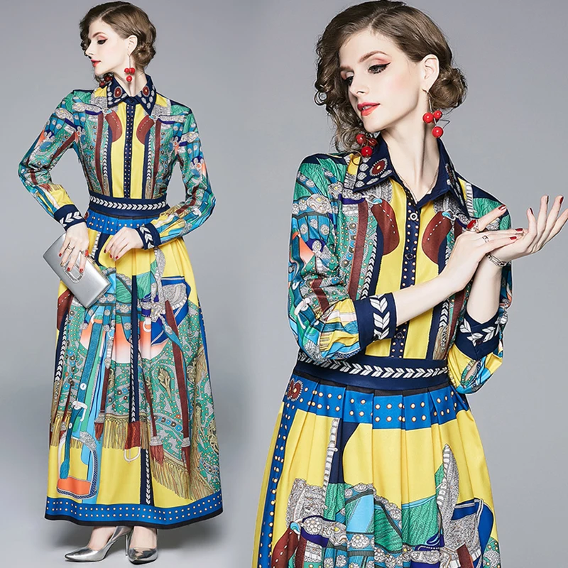 Trytree/летнее осеннее платье с высоким уличным принтом женское рубашка отложным