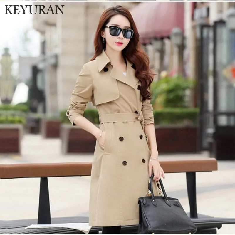 Пальто для женщин бойфренда двубортное облегающее длинное весеннее пальто