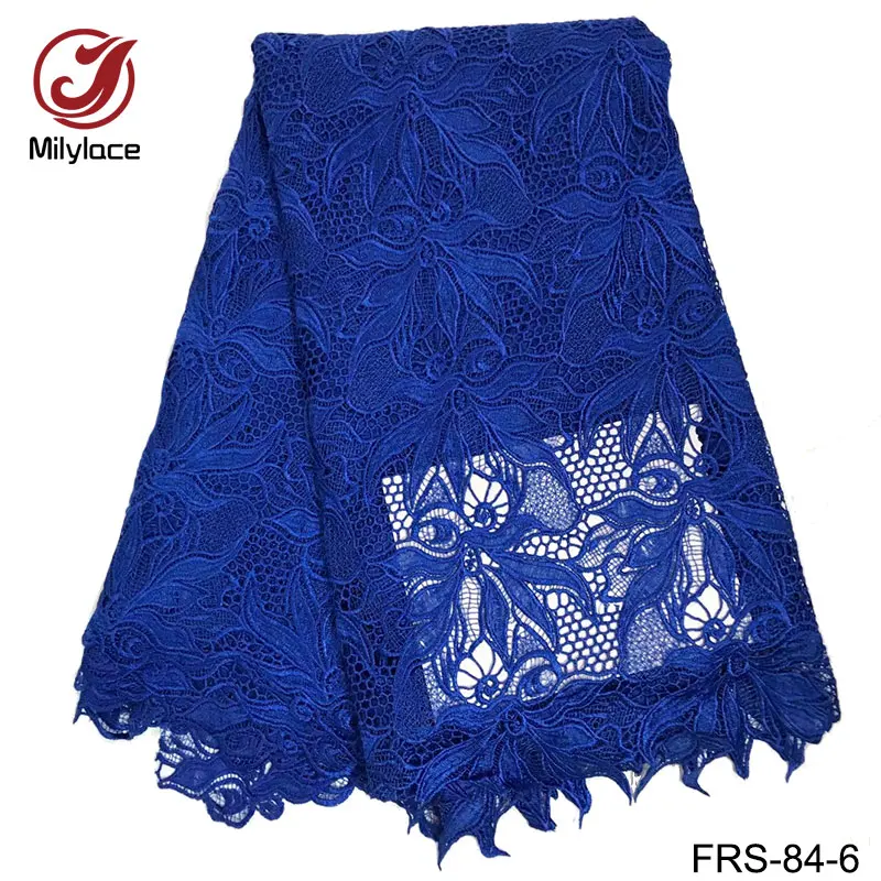 2017 качество гарантировано нигерийское гипюровое кружево Королевский синий шнур