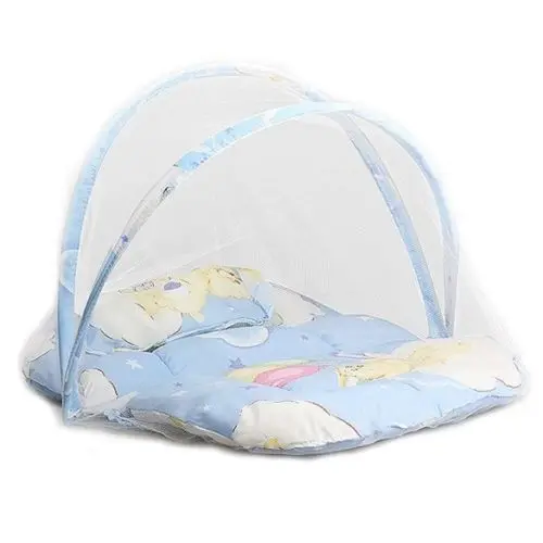 US портативная складная детская кроватка в горошек с молнией и москитной сеткой |