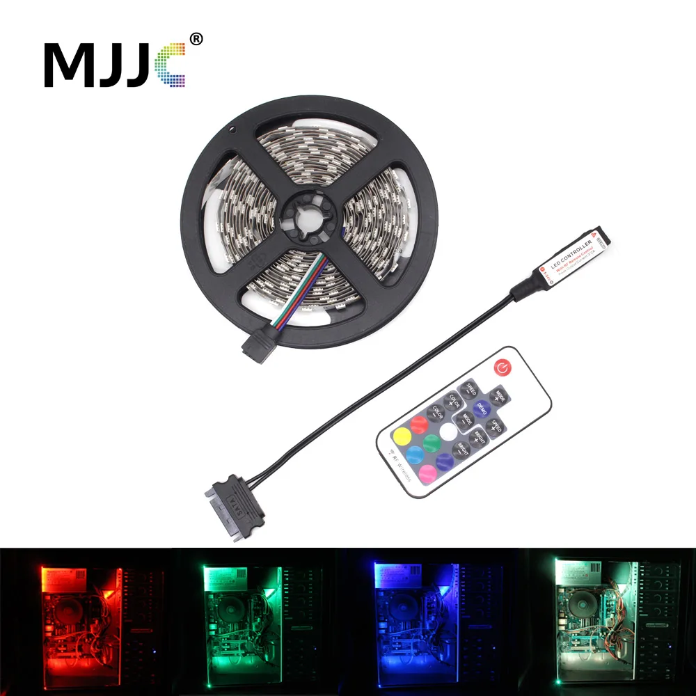 Светодиодный светильник 12 В RGB SMD 5050 RF беспроводной пульт дистанционного управления SATA интерфейс 1 м 2 м Светодиодная лента e лента для ПК компьютер чехол светильник ing