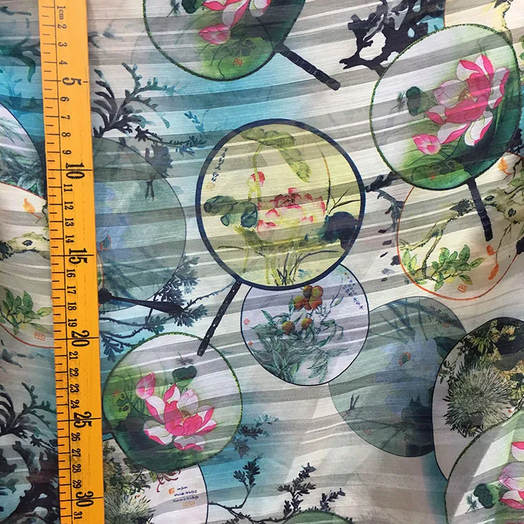 silky strips floral printed chiffon fabric soft breathable DIY dress blouse | Дом и сад