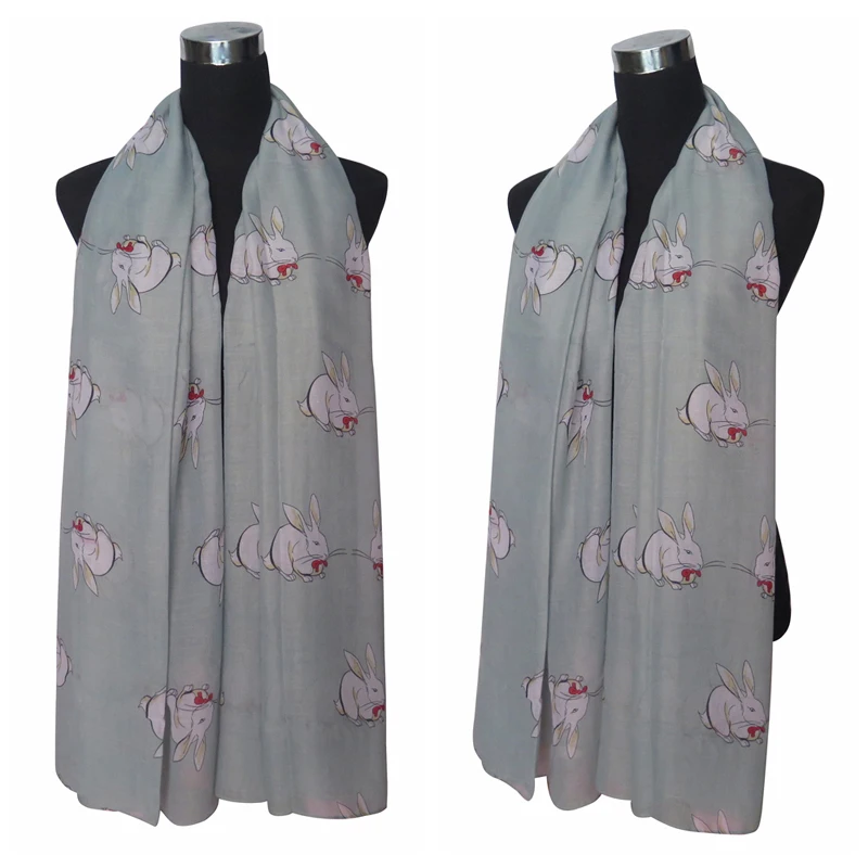 Большой женский шарф шаль с принтом кролика и животного идея для подарка на все