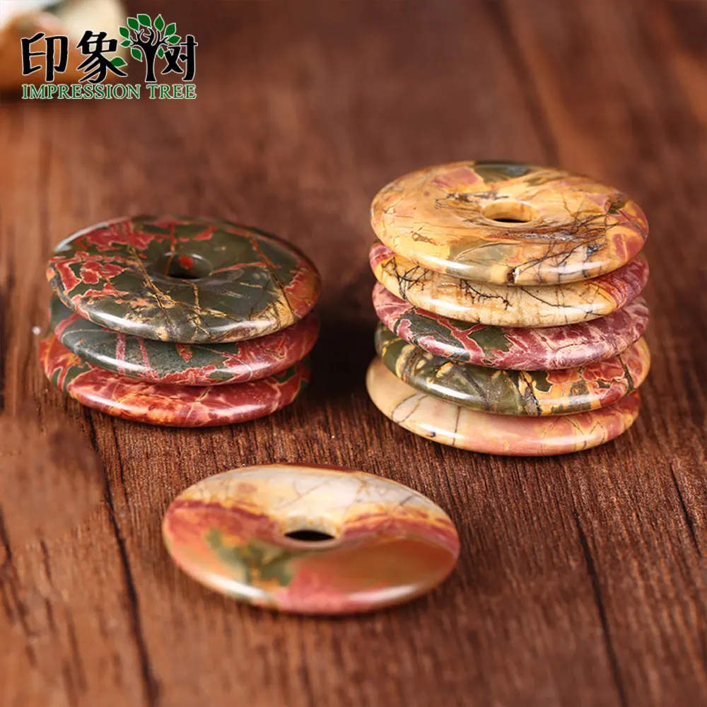 Круглые бусины в виде пончика красные бирюзы 40 мм 2 шт. для рукоделия изготовления