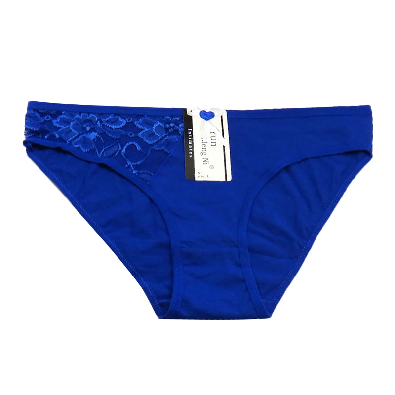 Blue Сексуальные Kanten Slipje voor Vrouwen Katoenen Ondergoed Meisje прозрачные слипы Dames бикини-трусики размера плюс нижнее белье - Цвет: Blue
