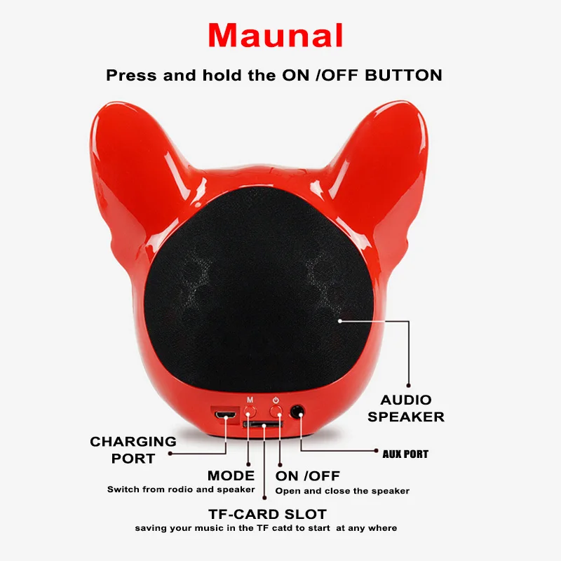 Hot Sale Wireless Speaker New Bulldog Bluetooth Portable Cartoon Stereo Subwoofer Handsfree Speakers | Электроника