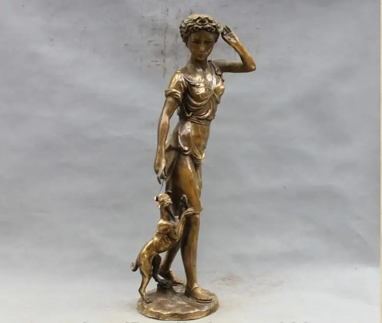 26 г. скульптура в западном стиле для девушек и собак из меди бронзы|copper decoration|sculpture