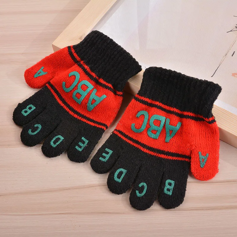 Новые креативные Детские теплые перчатки Abc, зимние и цветные вязаные перчатки. Для детей от 1 до 3 лет