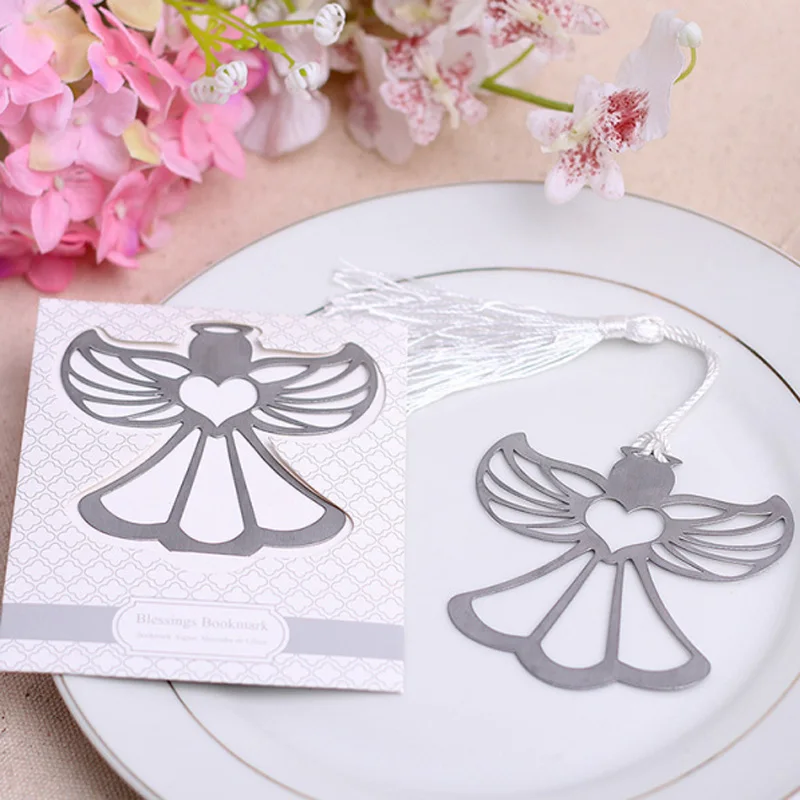 

200 PCS/LOT Hot New Arrival "Blessings" Angel Bookmark Party Favor Gifts Baby shower Wedding favors with tassel Free shipping
