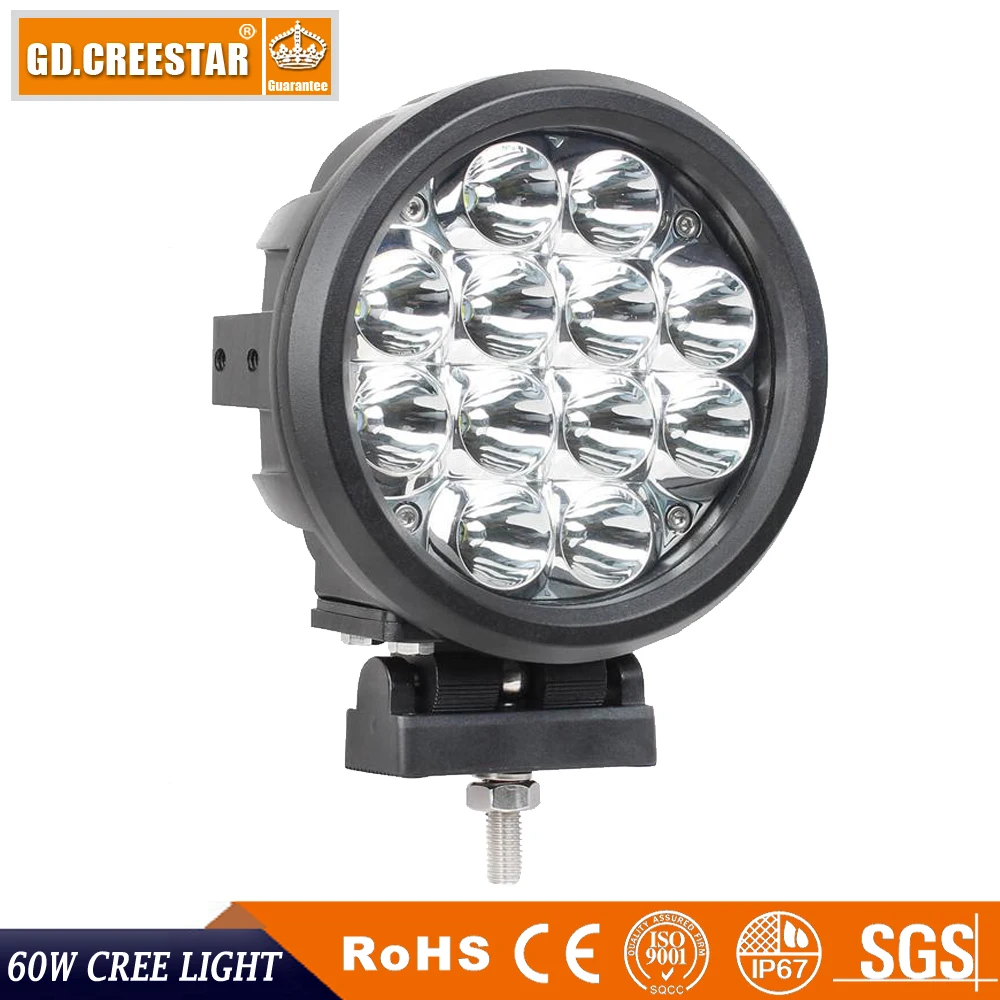 60Watts 6inch Round XPG Led offroad lights Protect Cover 12V driving 24v auxiliary for 4wd SUV 4x4 suv x1pc | Автомобили и