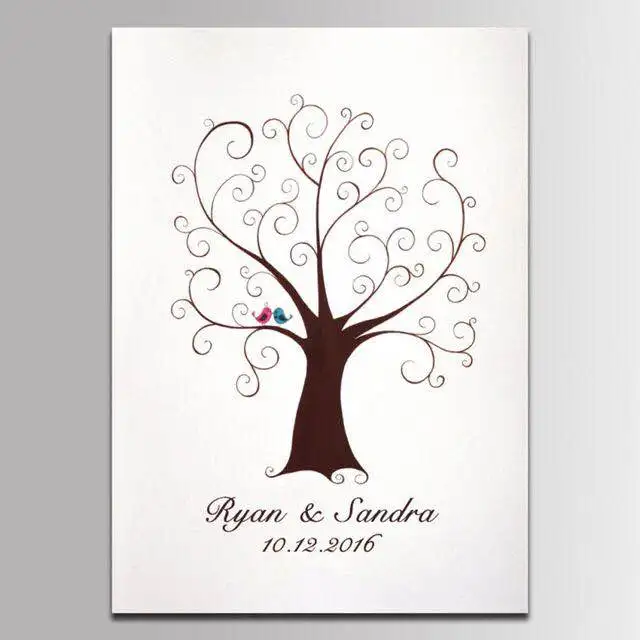 Любящее дерево с отпечатком пальца сделай сам креативный знак индивидуальная