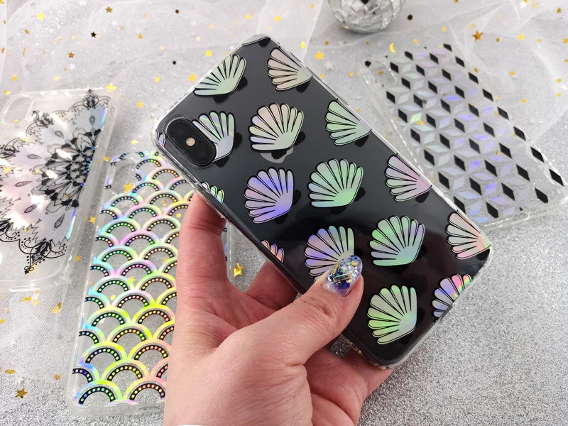 Красочные Лазерная Мягкие tpu мультфильм ананас sea shell глаза Мороженое случае