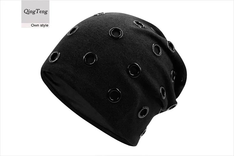 Унисекс новая шапка с кольцами теплая шапочка шляпа панка Gorras зимняя вязаная хип-хоп шапка s шапка вязаная шапка головные уборы для мужчин и женщин