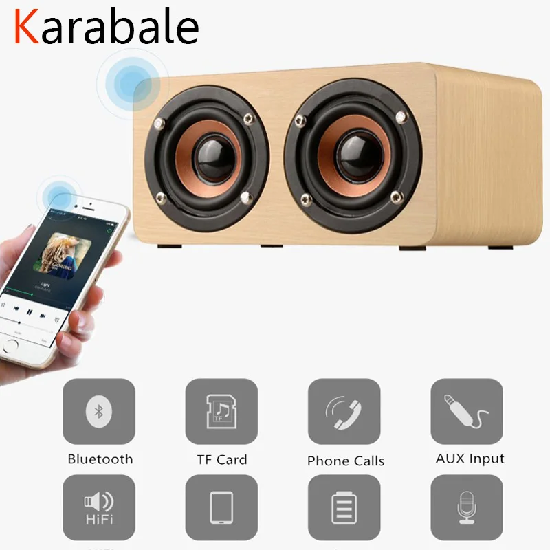 Портативный HiFi Деревянный беспроводной Bluetooth ударный динамик Bass Altavoz TF caixa de som
