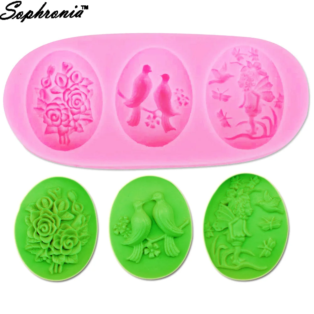 

10pcs/set Flower Rose Bird Angel Girl Butterfly Silicone Fondant Mold Silicone Cake Decorating Cake Tool F1053,11.2*5*1.4 cm