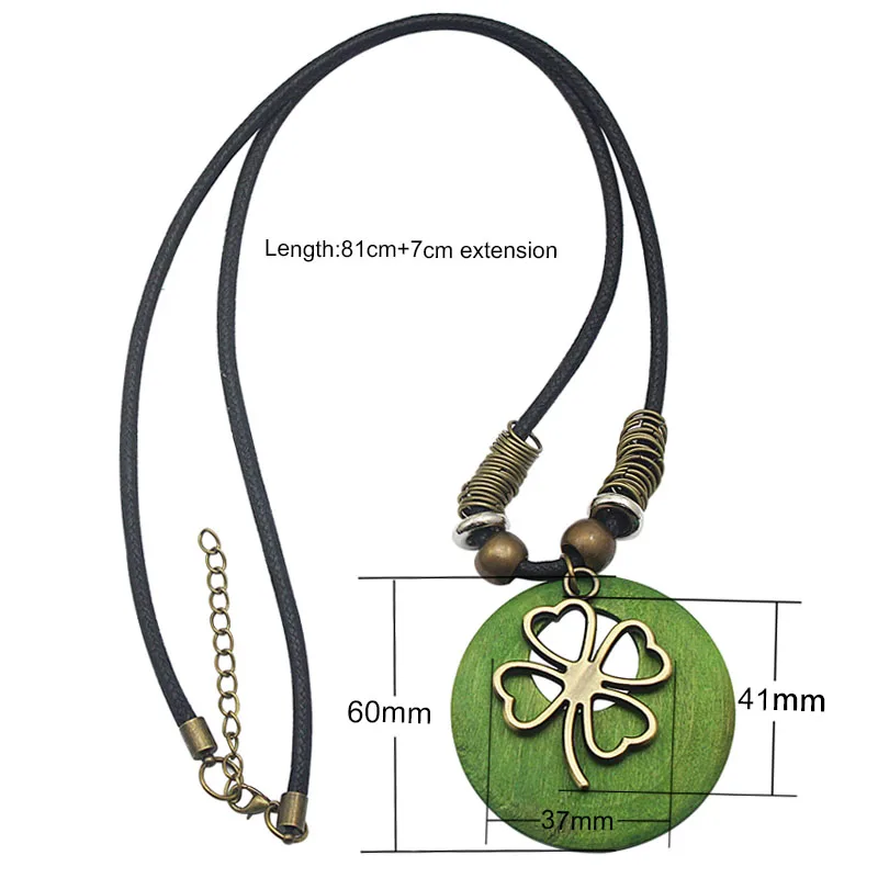 2017 элегантная винтажная Зеленая Деревянная подвеска на осень и зиму ожерелье с