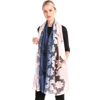high quality scarf for women embroidered flowers gradient soft organza lace silk scarves elegant sunscreen beach shawls and wrap