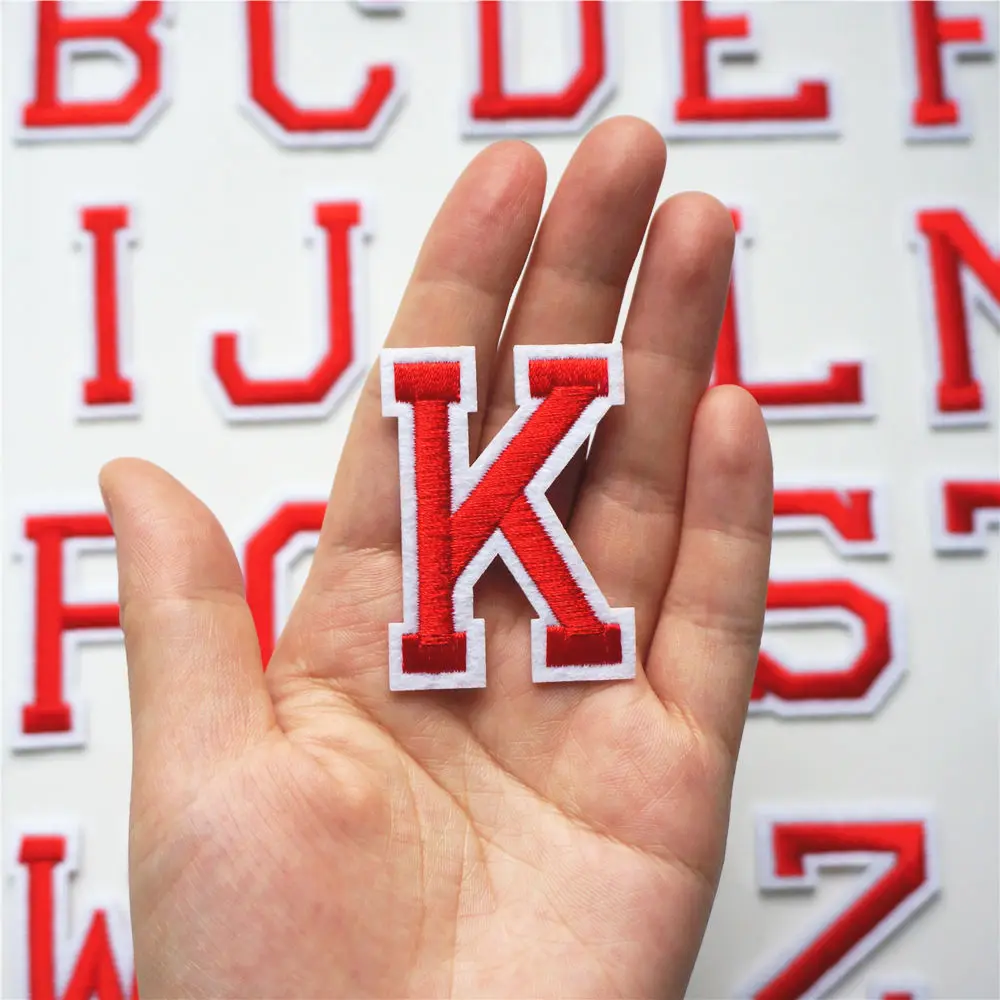 Буквы Е красная ткань алфавит Пришивные патчи вышитые значки для одежды