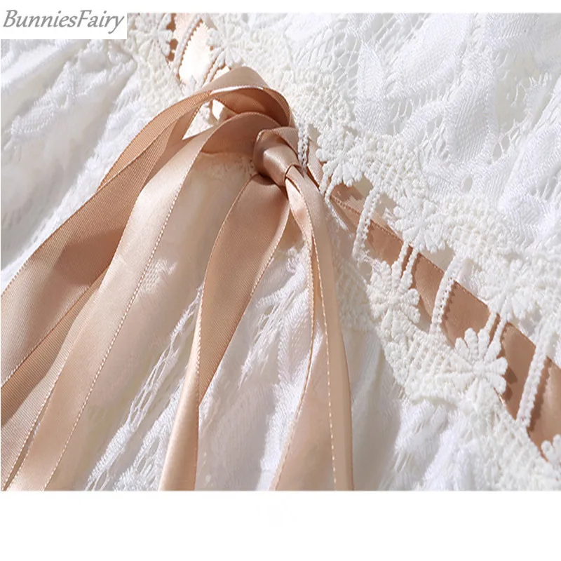 BunniesFairy 2018 осеннее Новое Женское богемное Бохо элегантное белое кружевное Макси