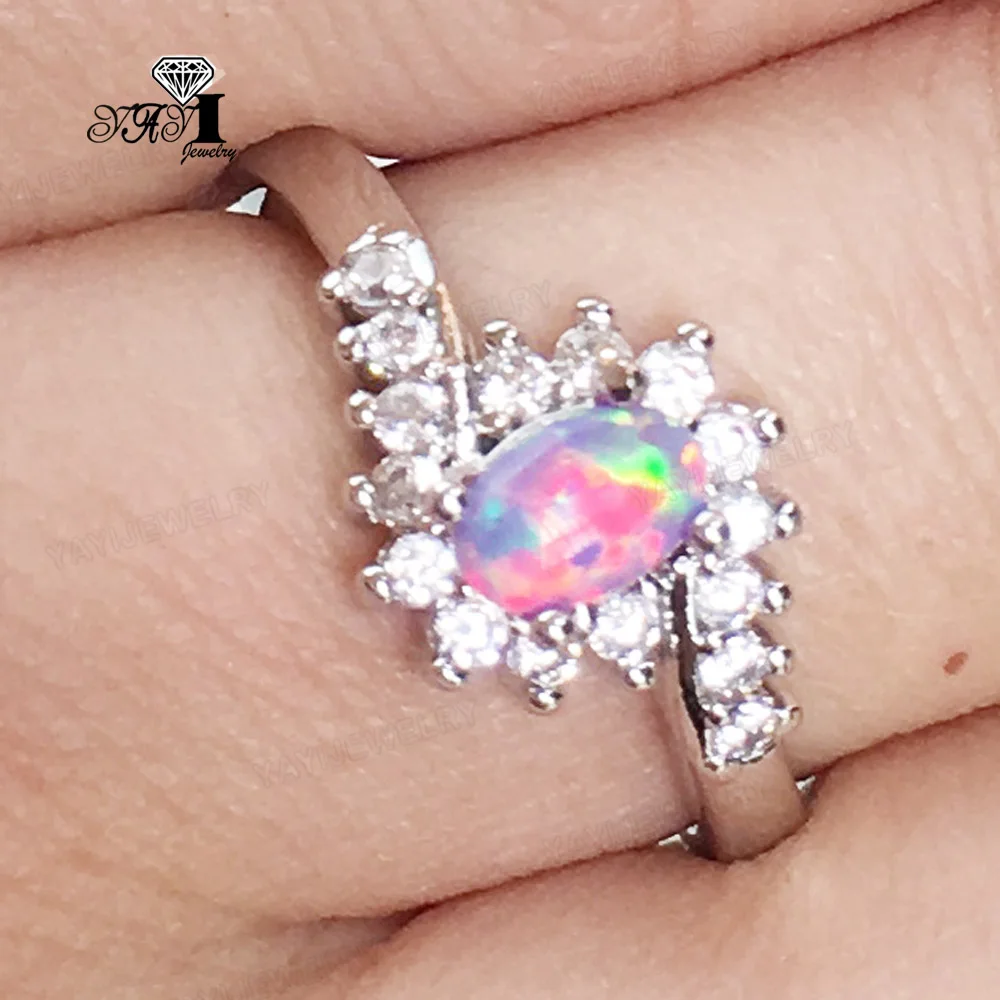 YaYI кольцо с голубым кристаллом 4 CT мульти опал Циркон серебряного цвета обручальные кольца Свадебные Кольца Сердце Девушки вечерние кольца Подарки 960