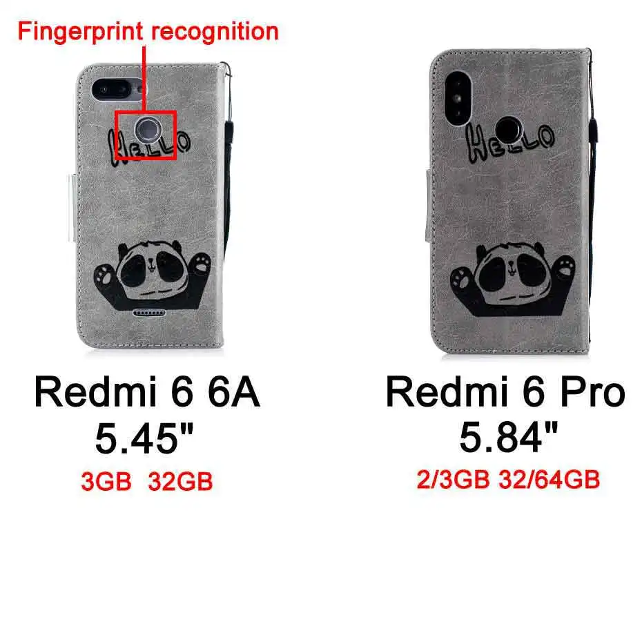 Кожаный чехол-книжка Desyner для xiaomoi Redmi 6 32 ГБ с рисунком панды чехол-кошелек Pro чехол