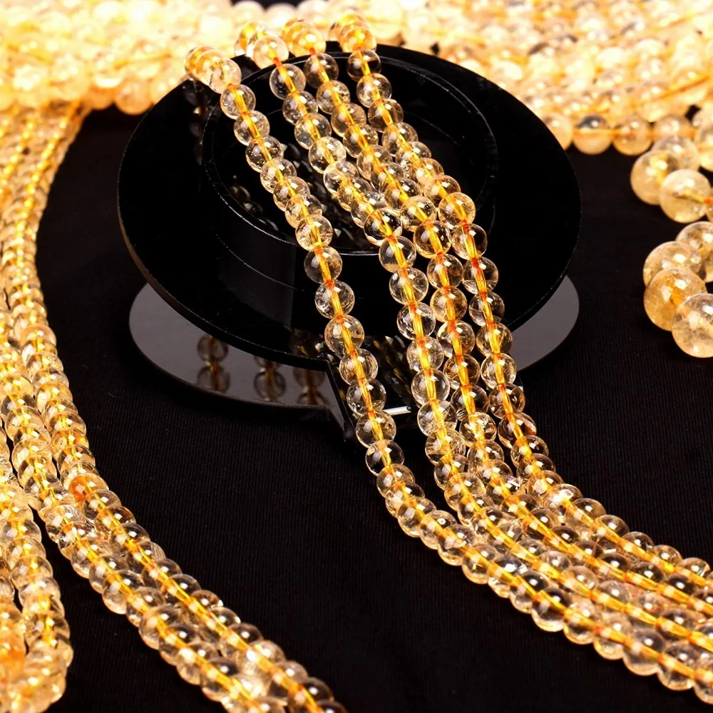 AAA + натуральный цитрина хрустальные бусины желтый кварцевый и из натурального