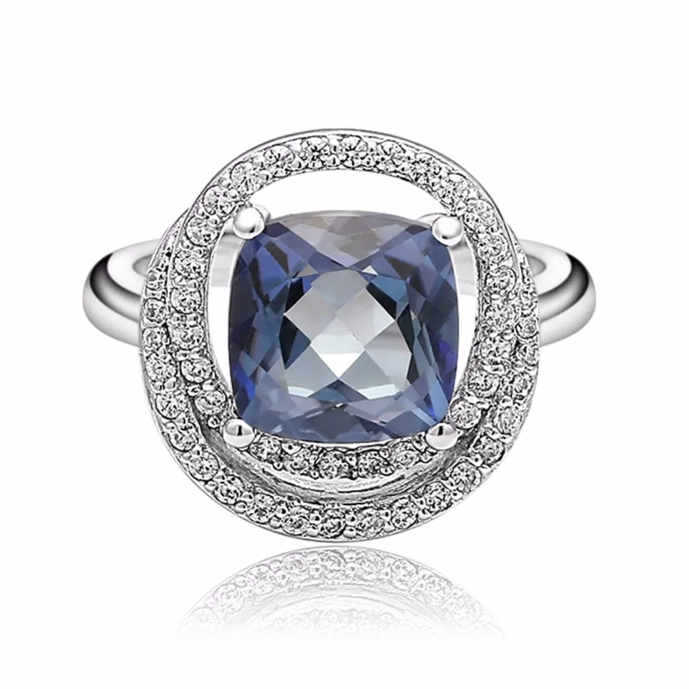 Gem's Ballet 3.67Ct квадратный натуральный иолит синий мистический кварцевый камень кольца для женщин ювелирные украшения 925 пробы серебряные кольца