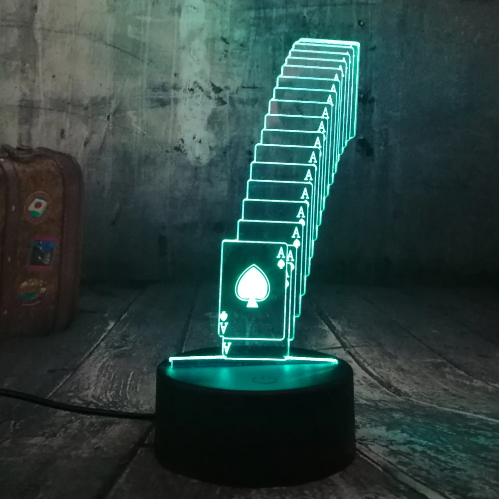 Блеск покерные игровые карты игральные кости игры вечерние 3D ночник светодиодный стол ночник домашний декор Подростковая Игрушка день рождения Рождественский подарок