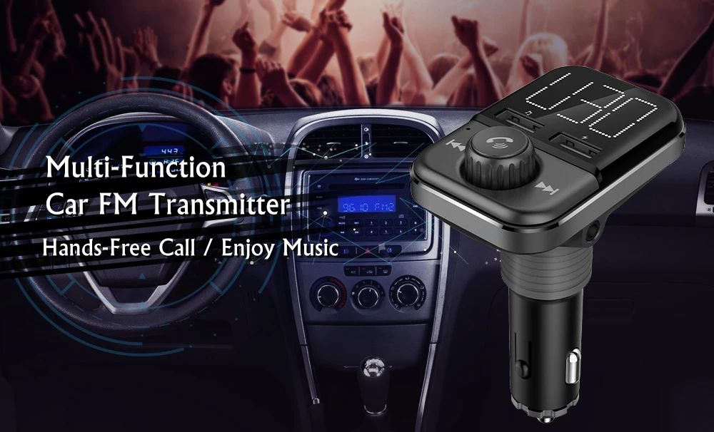 Fm-передатчик, Bluetooth, автомобильный трансмиссор, Handsfree, TF модулятор, трансмиттер, радио, MP3, двойной USB, автомобильное зарядное устройство
