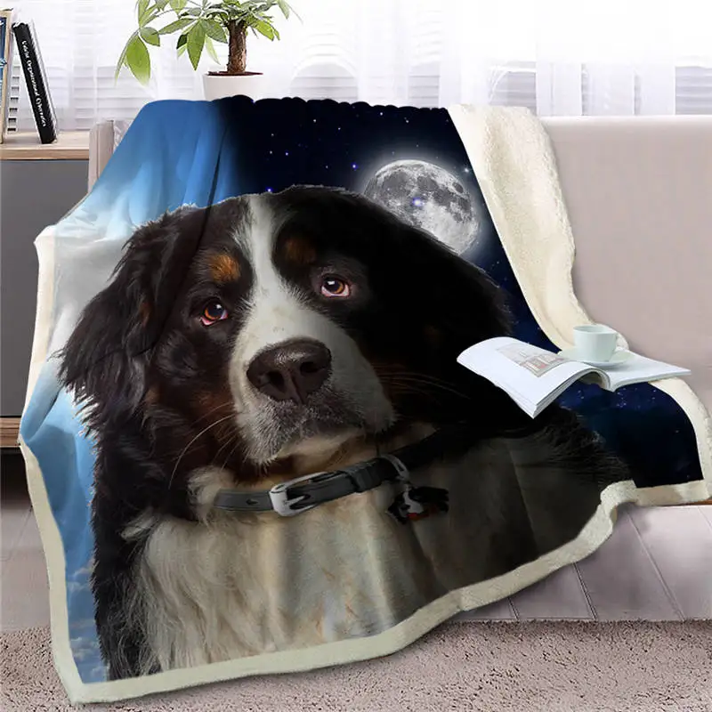 Dog1 Blesslive Бернская горная собака шерпа одеяло на кровать небо пейзаж пледы одеяло животное покрывало день и ночь диван крышка - Цвет: Dog1