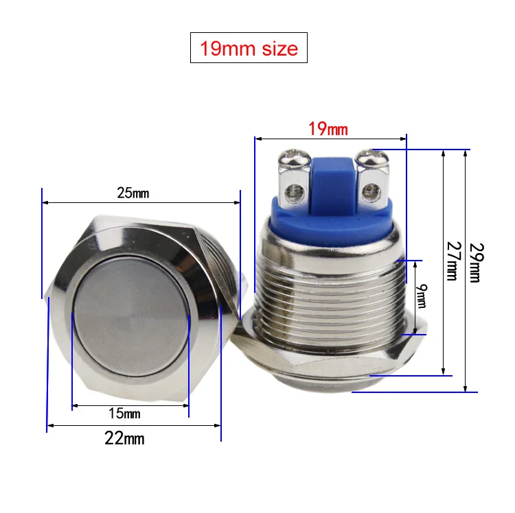 Высокое качество 12MM16MM19MM22MM металлический кнопочный переключатель кнопка сброса дверной звонок винт Переключения pin водонепроницаемый