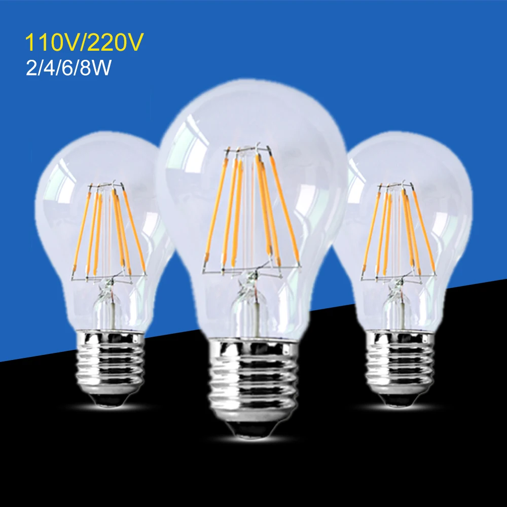Винтажный светодиодный светильник Эдисона E27 2 Вт 4 6 8 220 В 110 120 в|e27 cfl|light blue high heele27