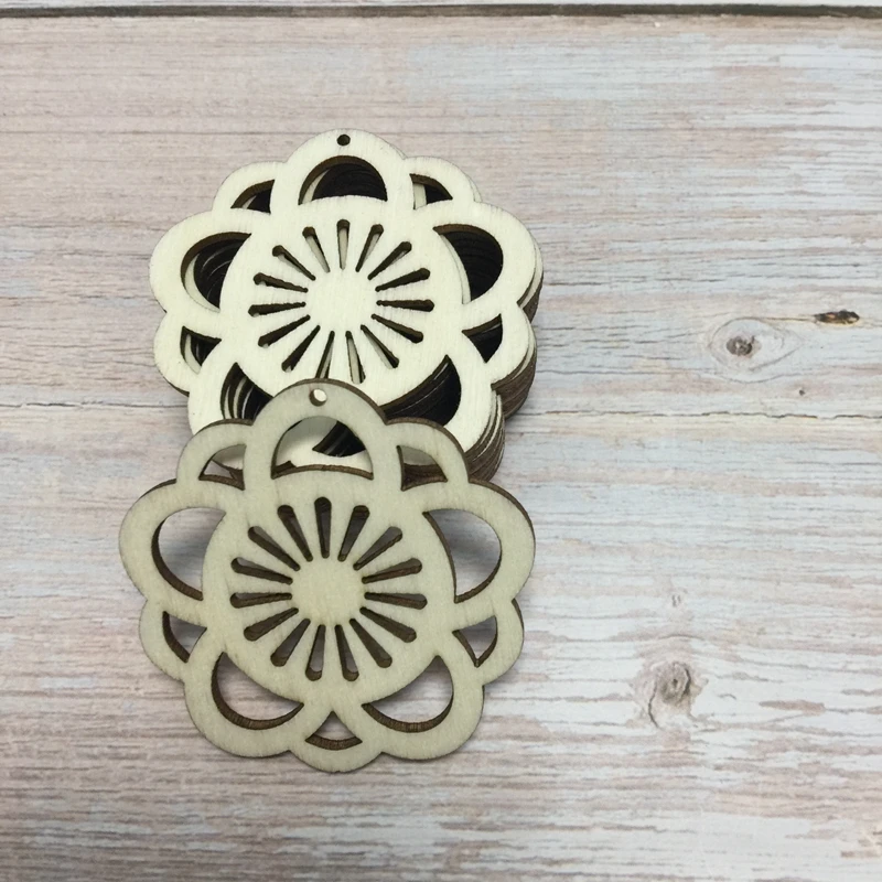 set of 30 floral circle flower DIY wooden earrings | Дом и сад