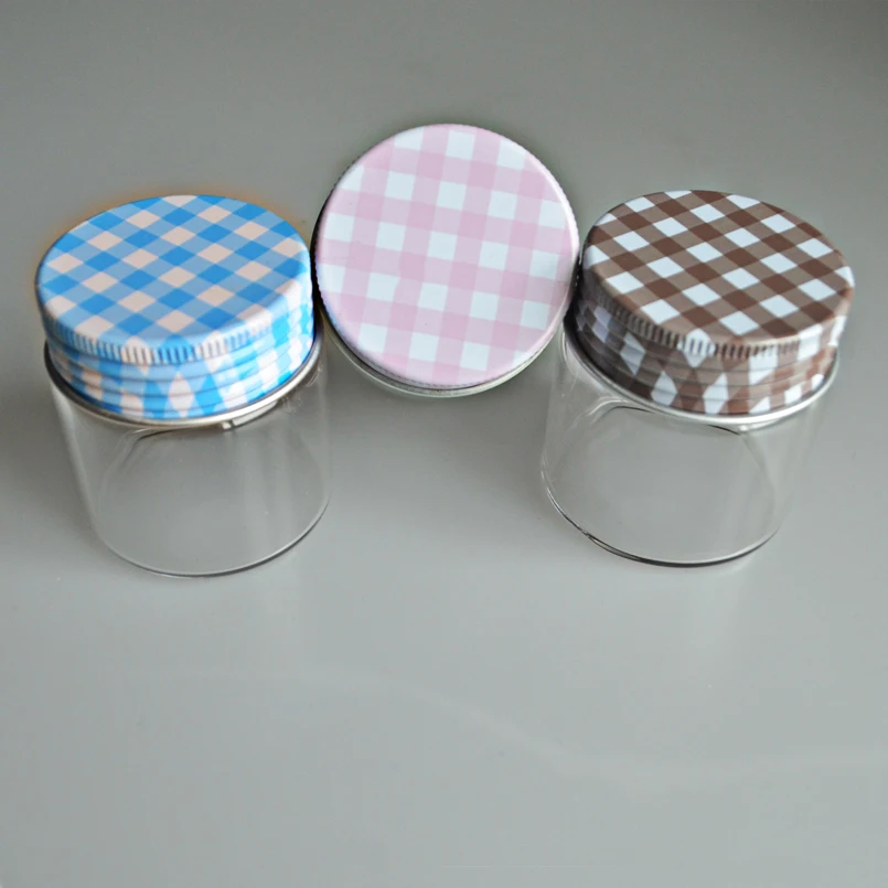 

2pcs/lot 4.7*5cm Transparent Glass Bottles Jars Of Honey Food Storage Tank Sealed Honey Glass Jar