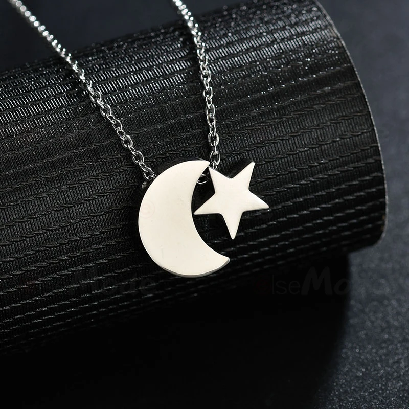 Ожерелье ELSEMODE крошечная звезда луна подвеска золото серебро цвет титановая