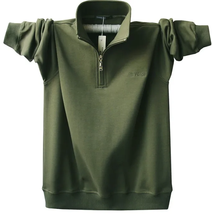 Для мужчин с длинным рукавом Poloshirt бренд Высокое качество, Большие размеры Стенд воротник хлопковые рубашки Для мужчин молнии Camisa поло Masculina A1108