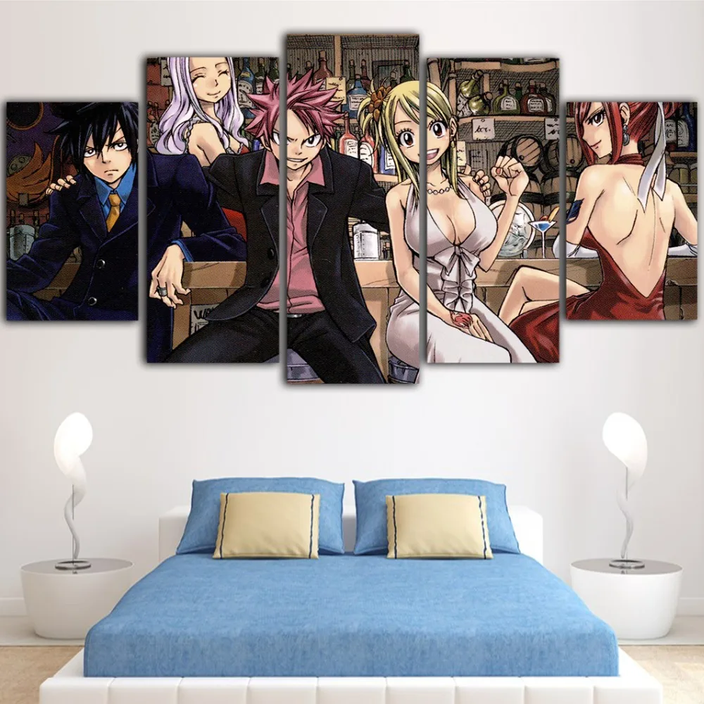 5 шт. постер аниме Сказочный хвост Cuadros Decoracion Dormitorio Tableau роспись холст постеры и