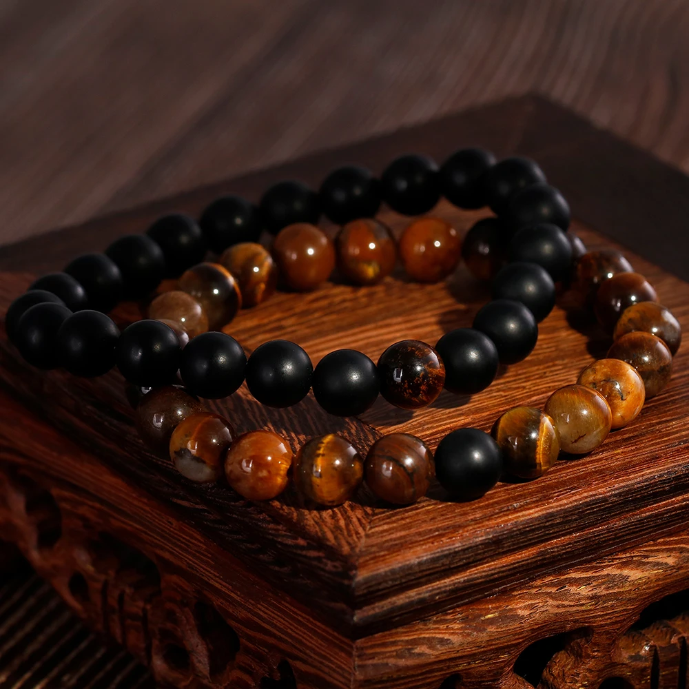 Браслет с бусинами из натурального агата шириной 8 мм для мужчин и женщин |