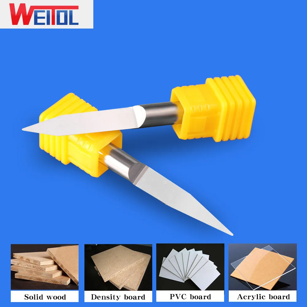WeiTol 1 шт. 3 А 6 мм SHK круглые нижние гравировальные Биты V-образная Концевая фреза CNC