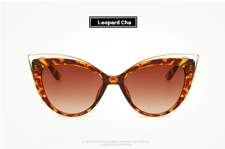 Leopard Cha YOOSKE Кэти Холмс элегантный кривой дизайн солнцезащитные очки для женщин Роскошные кошачьи уши очки UV400 оттенков очки в форме "кошачий глаз" - Цвет линз: Leopard Cha