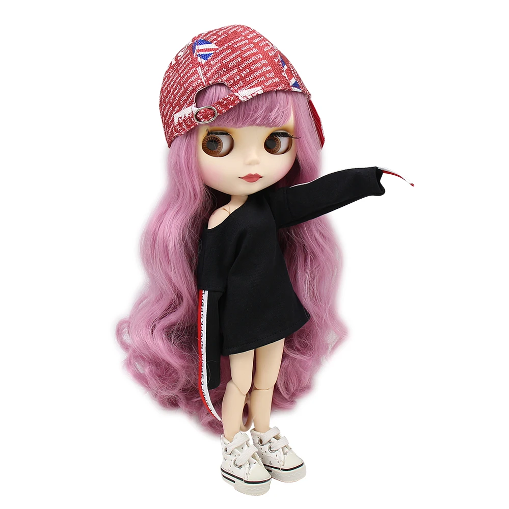 Заводская кукла blyth 280BL1063 Длинные розовые волосы с челкой/бахромой суставное тело белая кожа bjd матовое лицо 1/6