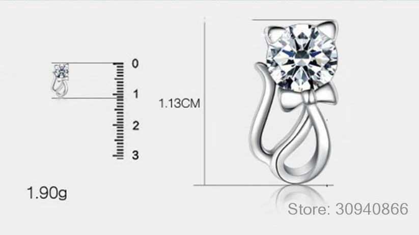 Милые серьги гвоздики из стерлингового серебра 925 пробы в виде кошки гэтто для