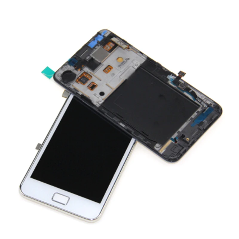 Супер AMOLED ЖК-дисплей + сенсорный экран дигитайзер рамка в сборе для Samsung Galaxy S2 I9100