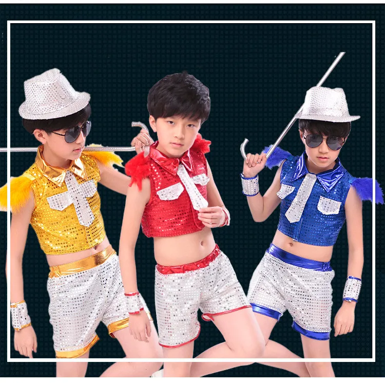 Блестящая одежда для джазовых танцев мальчиков и девочек детский танцевальный