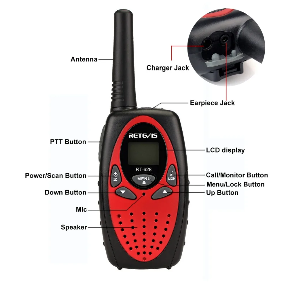 4 цвета Retevis RT628 мини рация 2 шт. для детей + 1Pin гарнитура 0 5 Вт PMR детская