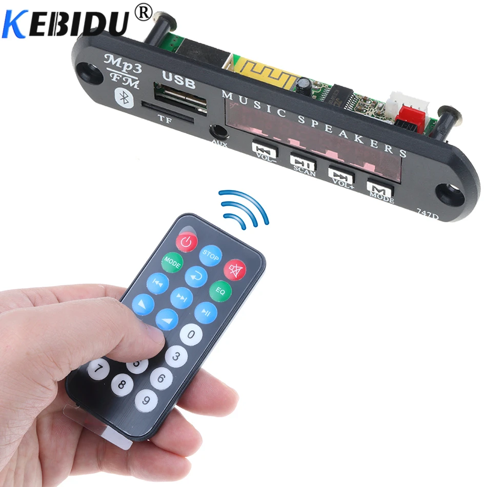 Kebidu USB TF радио FM AUX беспроводной Bluetooth MP3 плеер декодер плата модуль 5 в 12 В 24 WMA аудио